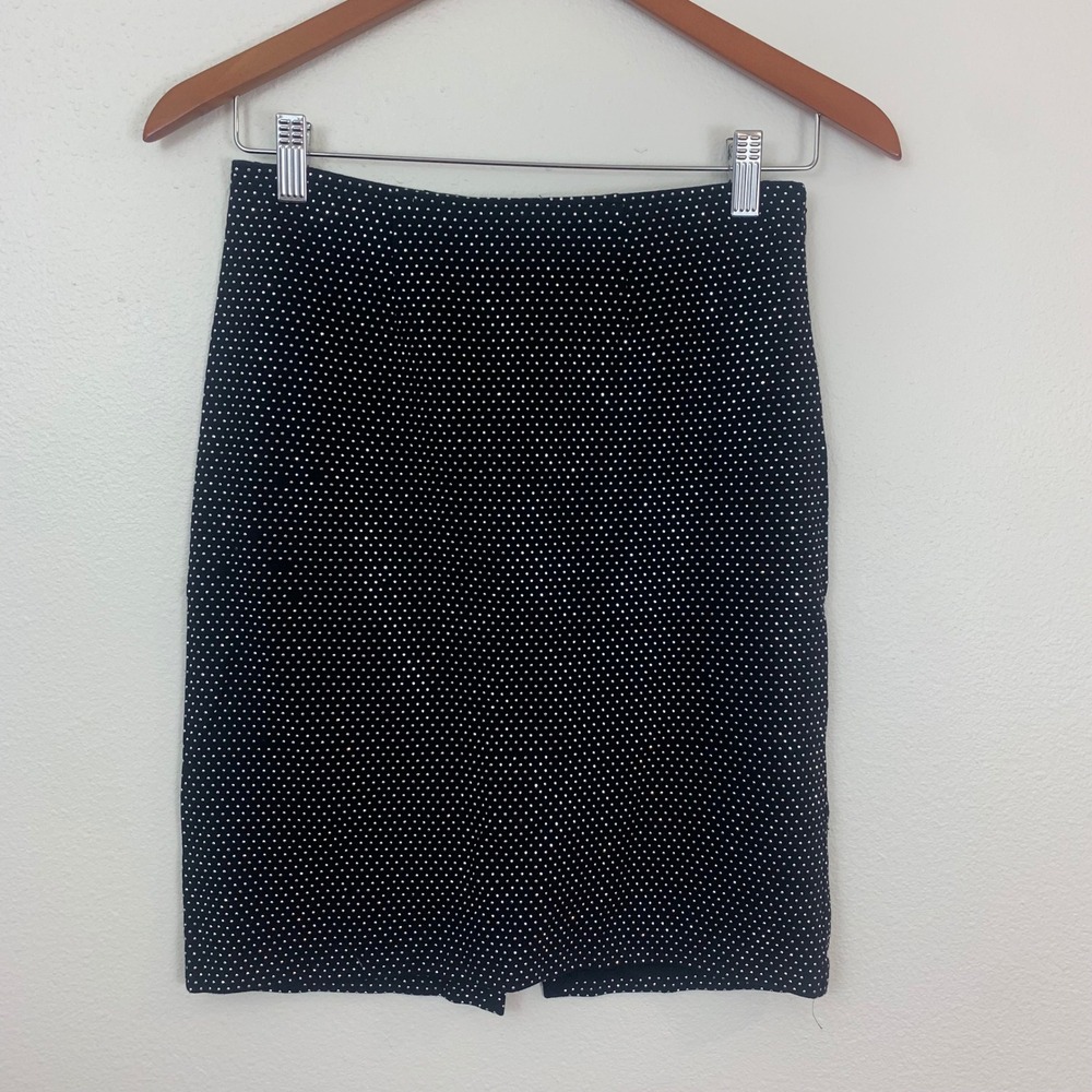 Hotel Particulier Black‎ Silver Studded Polka Dot Pencil Skirt Size 36 US 4/6